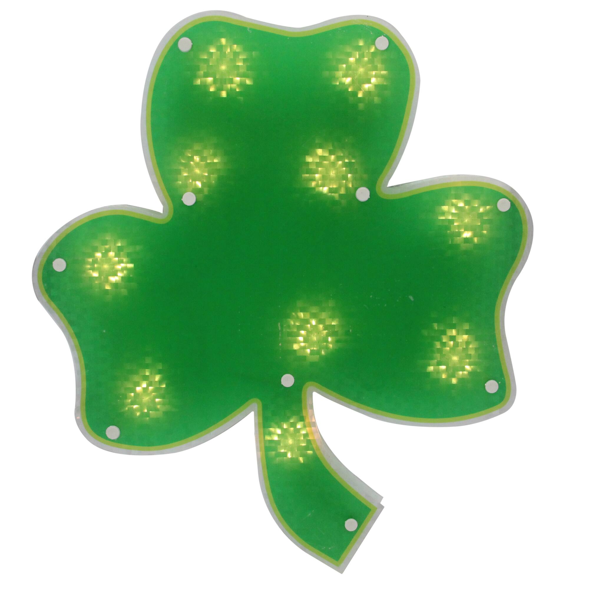 14" St. Patrick's Day Shamrock Lighted Window Silhouette Decoration